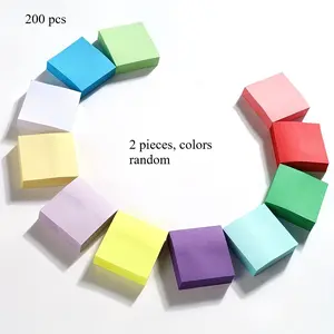 200 Sheets Dual Color Mini Sticky Notes, Random Colors, Small Square Tear-Off Notebook, Compact Design, Office Use, Adhesive Stickers, Sticker Pack