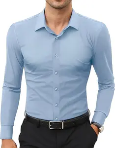 Elencoco Stretch Mens Dress Shirts Long Sleeve Slim Fit Dress Shirts for Men Muscle Fit Wrinkle Free Button Down Shirt Breathable Slim-Fit SpringStatements