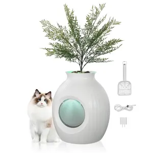 【fathersdaygift】VEVOR Plant Cat Litter Box, Smart Odor Control System, Hidden Cat Litter Box with 9.48 in Large Entrance, Lighting Decoration & Sturdy ABS Material, Fit for Living Room/Corner/Outdoor Pool/Patio
