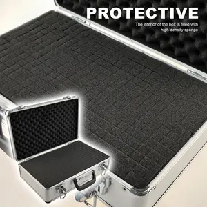 1pc Durable Aluminum Alloy Tools Box with DIY Soft Foam Lining & Key Lock - Portable Multi-Functional Storage Organizer for Pistol Tools, Instruments, Equipment, Fishing Gear - Handheld Holder for Home & Professional Use