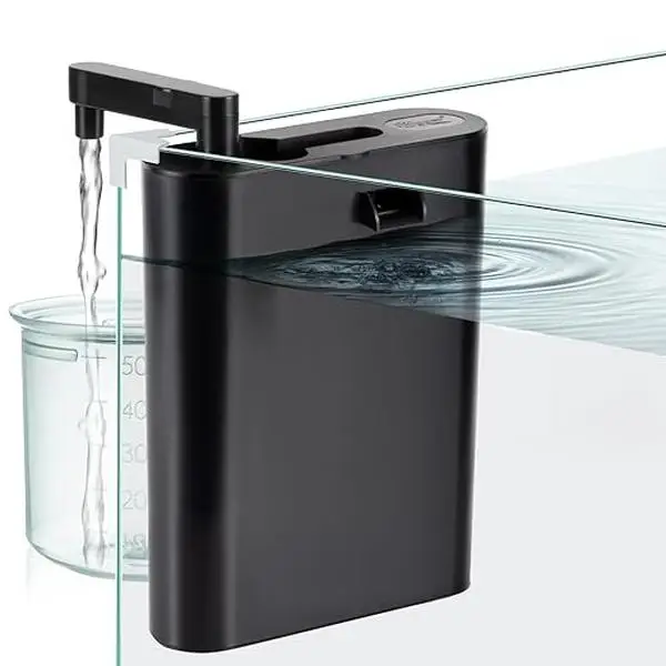 hygger Multifunctional Aquarium Filter, 60GPH Fish Tank Power Filter for Water Change, Filtration and Landscaping with Water Hose, Rainforest Tube, Sp