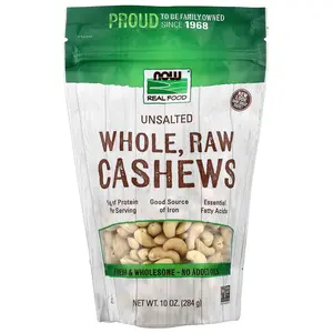 NOW Foods Real Food, Whole Raw Cashews, Unsalted, 10 oz (284 g)