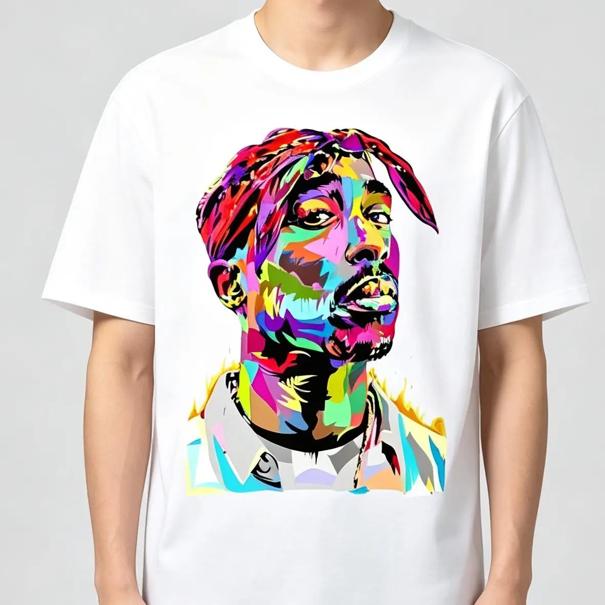 Colorful Pop Art Portrait Graphic T-Shirt, Vibrant Abstract Face Print Tee, Unisex Streetwear Crew Neck Short Sleeve Shirt, Trendy Casual Top for Men and Women