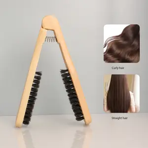 Solid Wood Hair Straightener Comb, Anti-Scald V-Shaped Styling Tool, Professional Salon Quality, Heat Resistant Hair Brush, Hair Straightening Comb