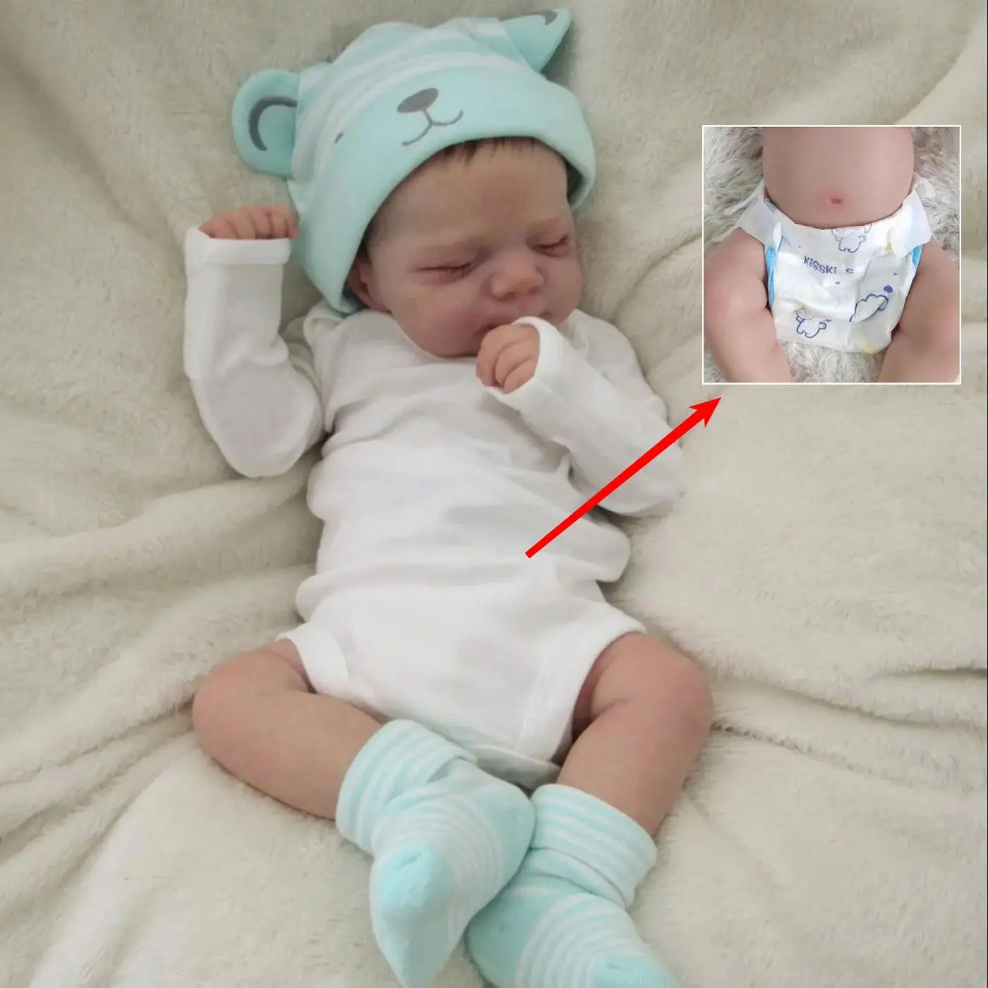 19 Inch Reborn Teenager Doll, Realistic Rebirth Doll, Lifelike Doll, 1 Set Soft Vinyl Doll with 3D-paint Skin and Visible Veins, Real Newborn Toy for Over Three Years Old, Sleeping Doll
