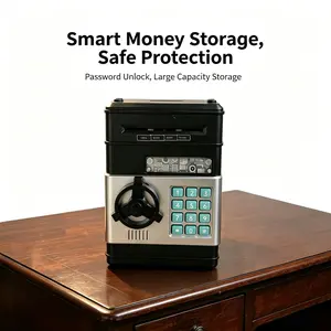 Plastic Electronic Password Code Lock Piggy Bank - Mini ATM Kids Coin Money Savings Safety Box Cash Toy, Christmas Birthday Gifts for 3-12 Year Old Boys Girls