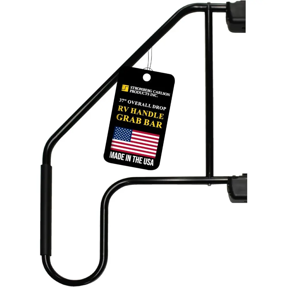 Extended Assist Rail-RV Handrail, RV Handle Grab Bar by Door, Camper Hand Rail, RV Step Handrail, Trailer Door Handle, Grab Handle, 37" Overall Drop, Black