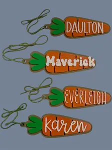 3D Printed Custom Carrot-Shaped Easter Basket Tag, Personalized Holiday Ornaments with Customizable Font and Name Option for Festive Home Decor