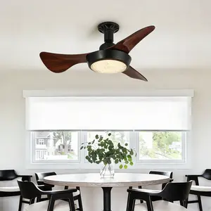 Modern Retro Ceiling Fan with Light, 25 Inch, 18W, 3-Color Temperature, 3-Speed Adjustable, 3-Level Timer, 3 Blades, 3-Phase Copper Motor, Reversible, Bedroom Living Room Study Cafe summerwins