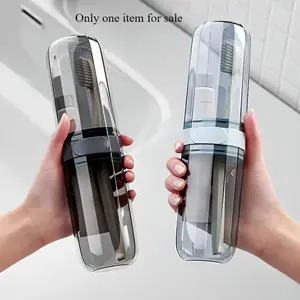 Portable Travel Toothbrush & Toothpaste Cup, 1 Count Clear Toothbrush Holder, Toothbrush Storage Box, Bathroom Accessories for Home & Travel, Toothbrush Protector