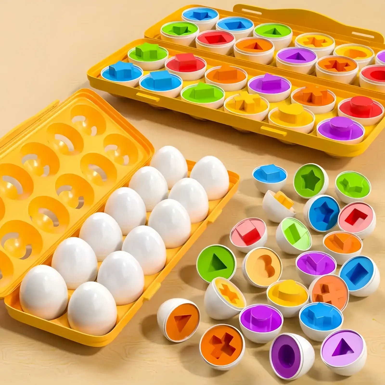 12pcs Colorful Egg Shaped Jigsaw Puzzle Toy Set - Enhance Fine Motor Skills, Hand-Eye Coordination, And Early Learning for Toddlers And Preschoolers