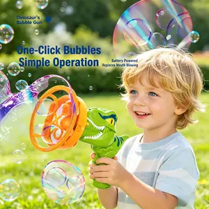 Dinosaur Bubble Machine Blower Toy, Bubble Gun with Solution Refill, Outdoor Pool Toy, Indoor Bath Toy for Kids, Boys, Girl, Party, Summer, Outdoor, Birthday