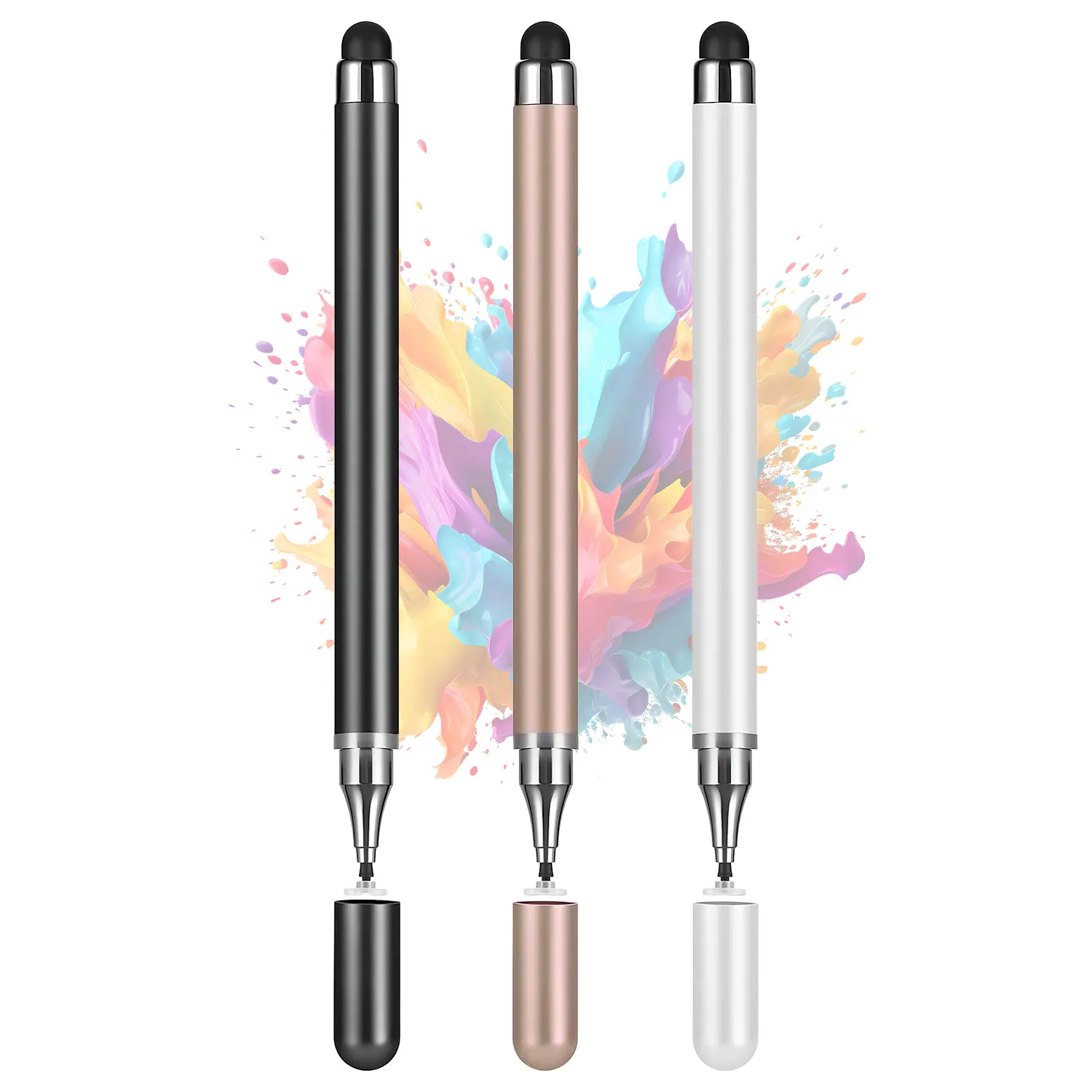 3pcs Capacitive Stylus Pens for Touch Screens-2 in 1 Stylists Pens, Universal Touch Screens Stylus Pen for iPad iPhone Tablets Samsung Galaxy All Universal Touch Screen Devices