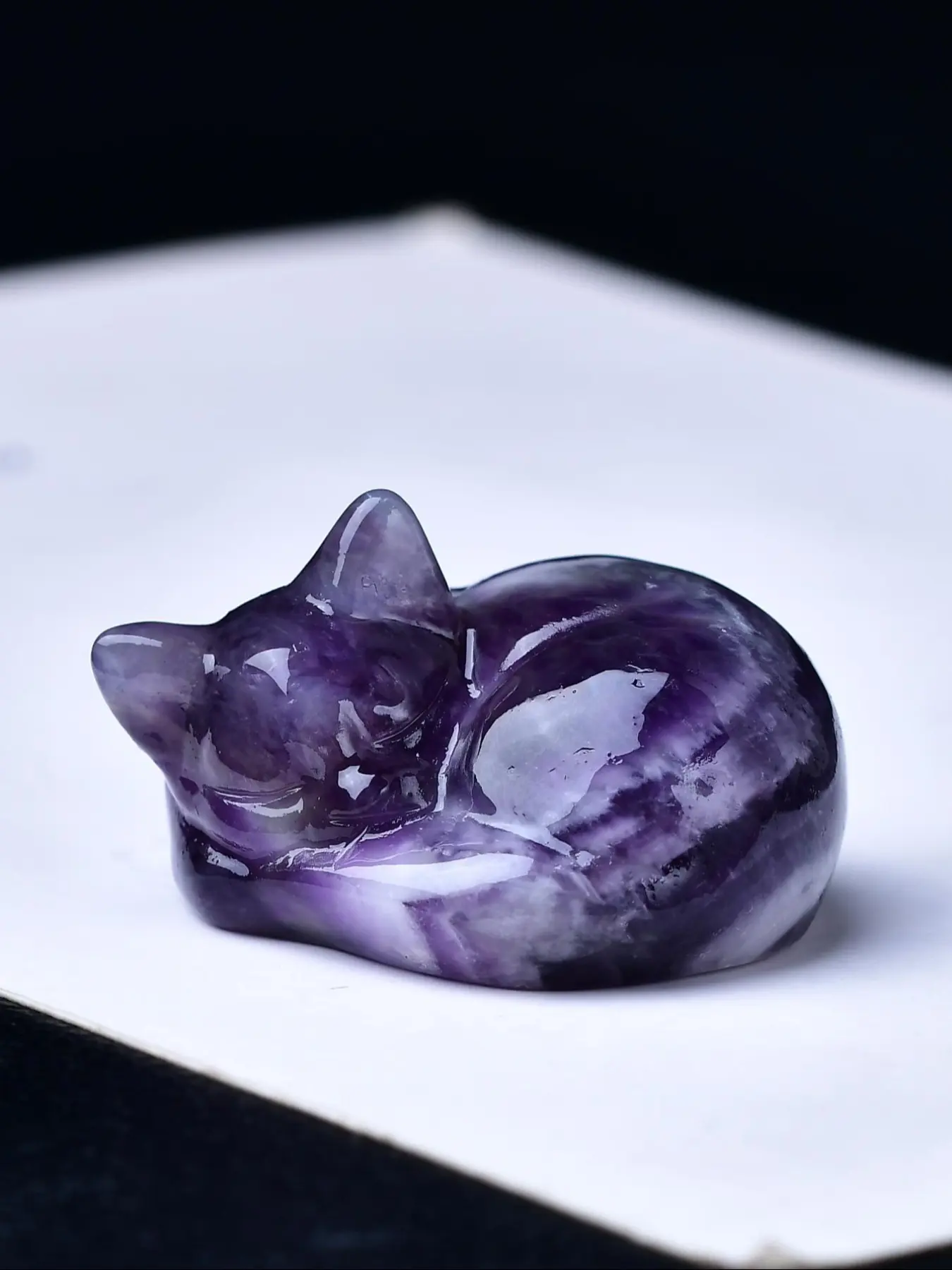 Natural Crystal Carved Sleeping Cat Sculpture, Unique Gift for Cat Lovers & Animal Enthusiasts, Home Decor Accessories, Home Ornament, Stone Figurine