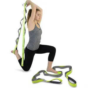 Stretching Strap with 12 Loops, Yoga Strap for Physical Therapy, Home Workout, Pilates & Flexibility Training, Non-Elastic Exercise Band, Yoga Equipment