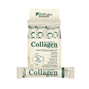 Great Lakes Wellness Collagen Peptides Powder - Unflavored, 20 Travel Sticks for Skin, Hair, Nails, Joints & Digestion