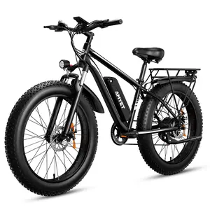 AMYET EB26 Peak 1500W Electric Bike for Adults 48V 15AH Battery 26" Fat Tires 28mph 7-Speed Gears Dual Shock Absorber Digital LCD Display USB Port Aluminum Frame Disc Brakes