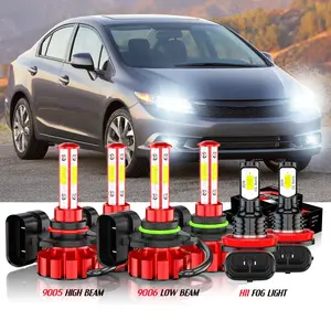 Vehicle Accessories For Honda Civic Sedan 4-Door 1.8L 2006 2007 2008 2009 2010 2011 2012 2013 2014 2015 LED Headlight Fog Light Bulb Kit COB Autos Led Backlights Black