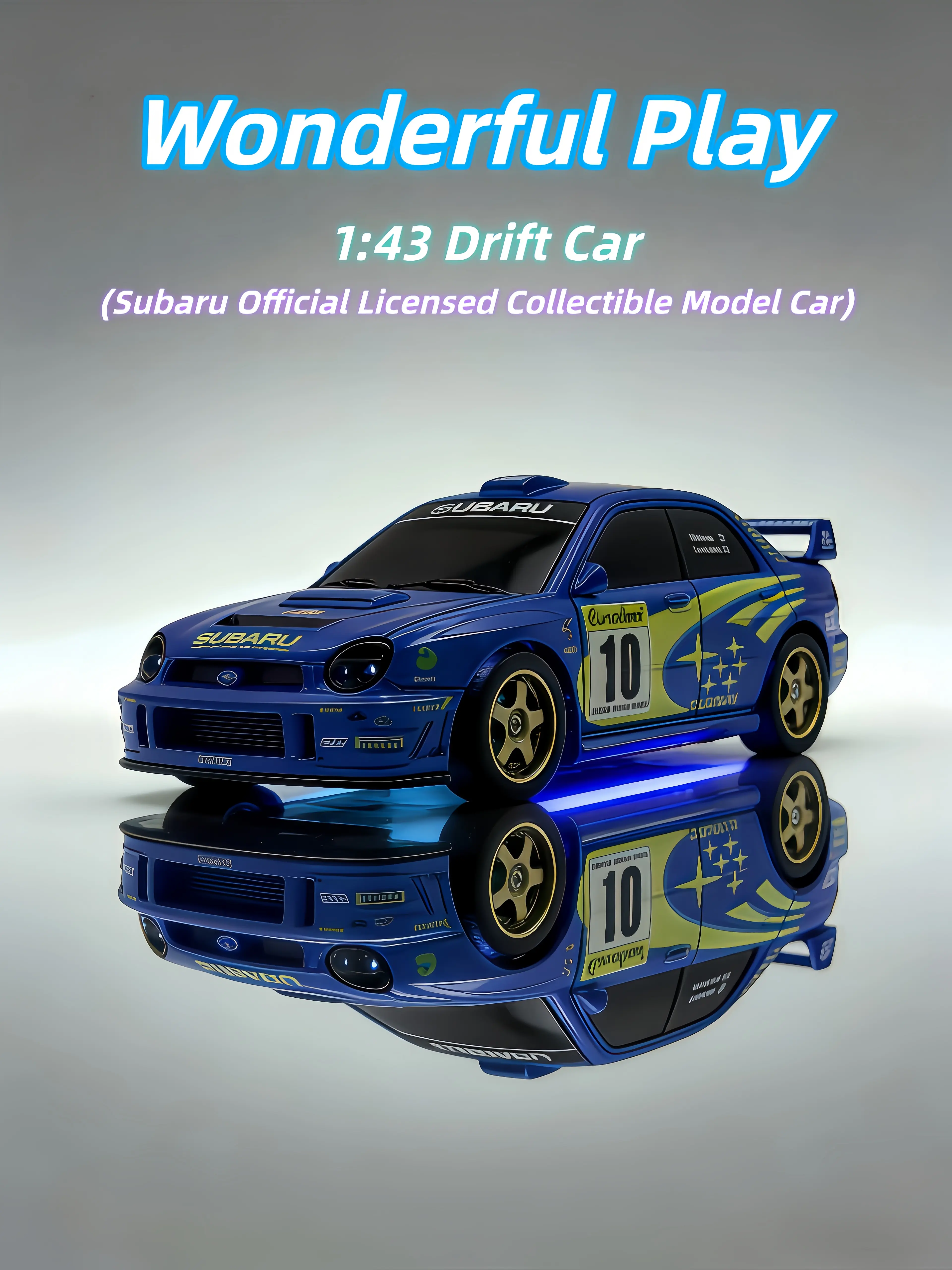 2026 New 1:43 RC Drift Car - Officially Licensed Subaru Body, Realistic Rally Design, AWD, Interchangeable Tires, USB Charging, Adjustable 7-Color LED Lights, Smart Toy Cars - Ideal Birthday Gift for Kids, Desktop Drift Toy, Rc Car