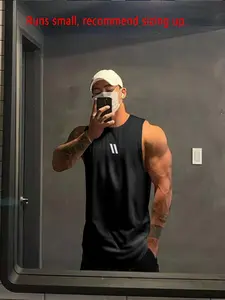 Men's Solid Color Mesh Tank Top, Regular Fit Casual Quick Drying Breathable Sleeveless Top for Summer, Men's Clothes for Gym Workout Running, Athletic Sports Clothing, Gym Performance Top