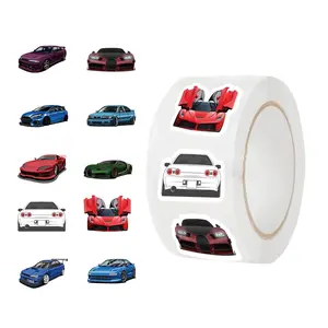 Car Pattern Sticker (500pcs/roll), Racing Sport Car Sticker, Vinyl Waterproof Sticker for Water Bottle, Laptop, Guitar, Skateboard, Scrapbook, Car Decals
