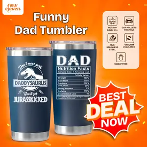 NewEleven Daddysaurus Funny Dad Tumbler – Dinosaur Design 20oz Cup, Perfect Christmas & Thanksgiving Gift for Dad, Funny Father Gift Idea Drinkware Flasks Insulation Drinkware