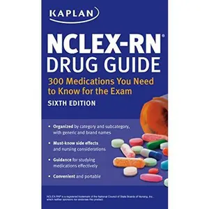 USED Book - NCLEX-RN Drug Guide: 300 Medications You Need to Know for the Exam (Kaplan Test Prep) by Kaplan Nursing (Paperback) - english