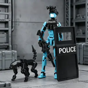 T13 Action Figure Police Design, Full Jointed Collectible Doll with Moving Dog, Ideal for Hobbyists, Game Scenarios, Gift Ideas