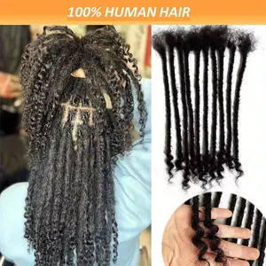 New Fashion Wholesale 10/20 Stands Handmade Crochet Locs Dreadlock Extensions - Human Hair with Curly Ends (0.6cm Top, 0.4cm Width) 8-20 Inches Natural Black - Unisex for Women & Men, Crochet Hair
