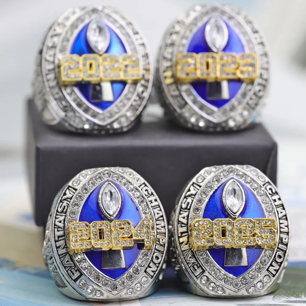 FFL   SET 2022 2023 2024 2025 Fantasy Football Champions Rings Replica FFL Championship Ring Rugby Fans Souvenir Office Showcase Ornaments Best Gifts for Men Father Friend   4RING AND BOX