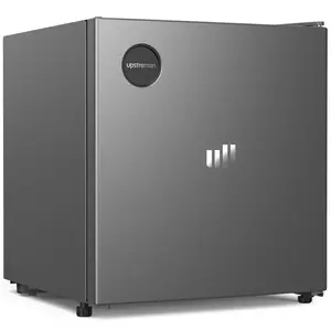 Upstreman mini fridges 1.5 Cu.Ft Sleek Stainless Steel Mini Fridge Energy Star Certified Adjustable Temperature Thermostat Reversible Door Compact pink Refrigerator for Office Bedroom or Dorm CR16 College Outdoor Portable Desktop beverage cooler