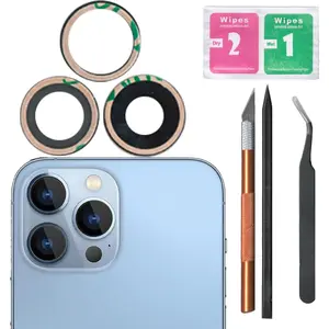 Sapphire Rear Back Camera Glass Lens Replacement for iPhone 13 Pro 13 Pro Max with Preinstalled Adhesive Includes 3 Pcs Replacement Repair Toolkit Set