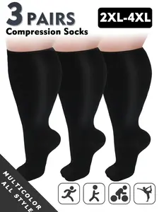 Plus Size Compression Socks for Men & Women, 20-30mmhg Wide Calf Booster Socks for Circulation, Running, Nurses, Pregnant Women, Suitable for All Seasons