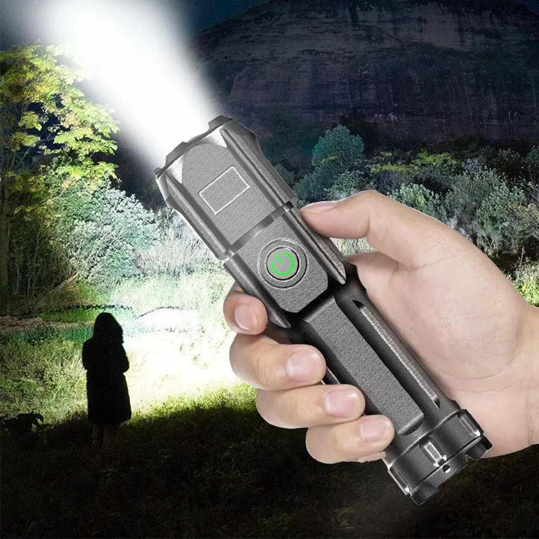 Super Bright Rechargeable High Lumens Flashlight, Portable with Extendible Zoom Function, Multi-Functional Handheld Torch for Outdoor Adventures and Emergencies, Flashlight Lighting