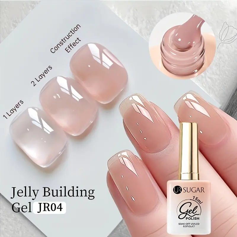 4-in-1 Soak-Off UV LED Nail Extension Gel - 5 Nude Shades Polish for Apex Shaping, Overlay, Art Sculpting, Long-Lasting Nail Care Supplies, Nail Polish