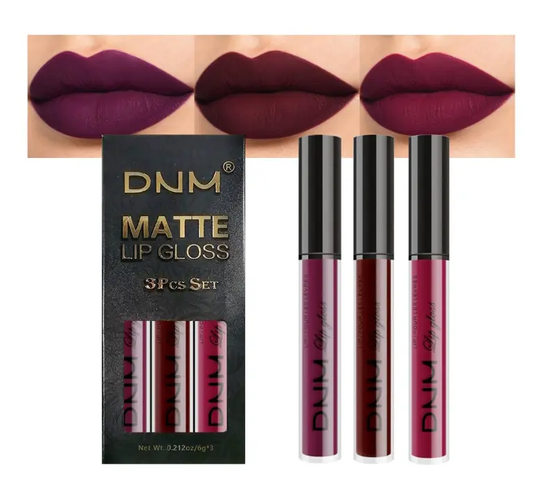 evpct 3Pcs Dark Red Purple Plum Matte Liquid Lipstick Sets for Women Matte Lip Stain Long Lasting Waterproof, Burgundy Blood Blue Red lipstick, Black Cherry Maroon Gothic 24 Hours Magic Lipsticks