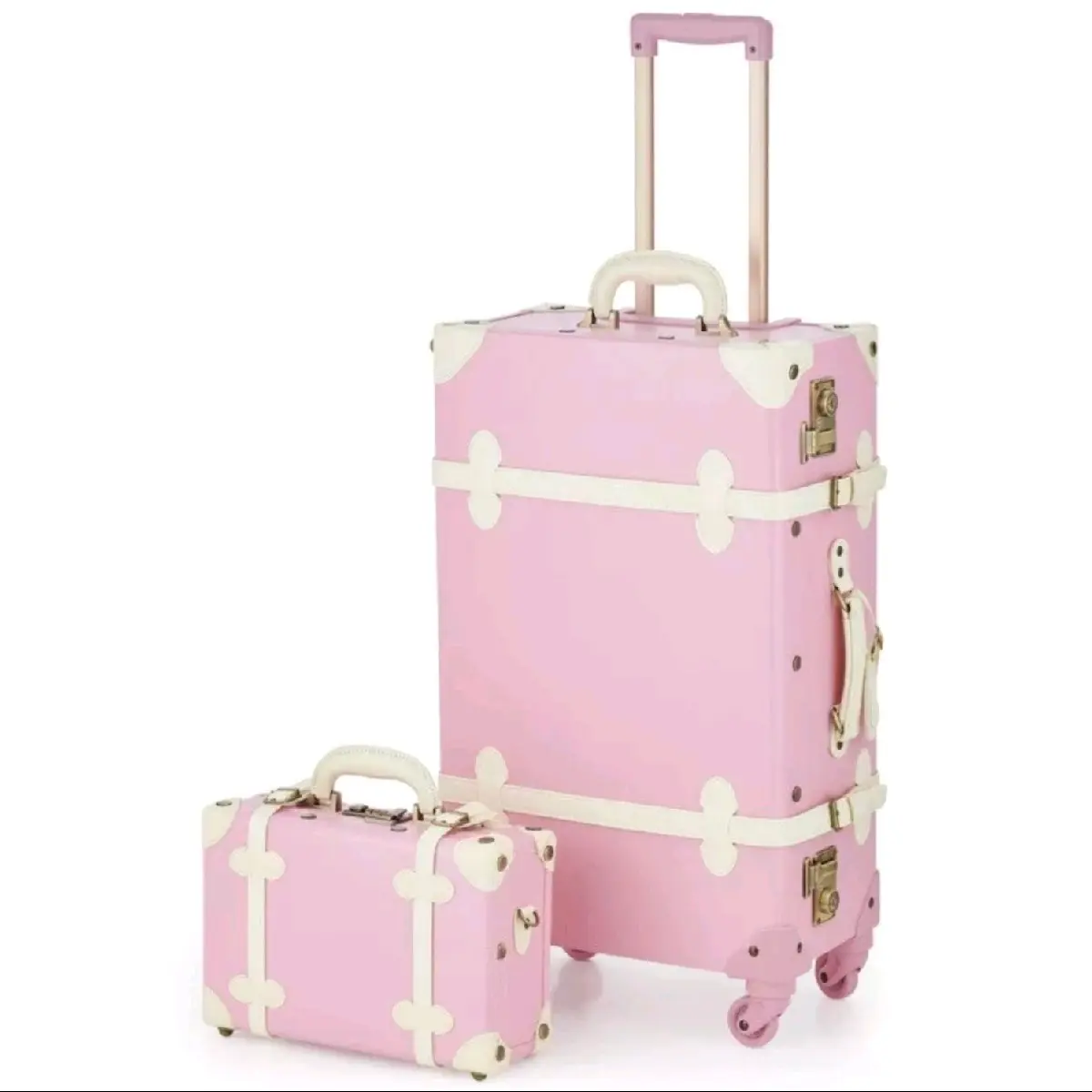 Vintage Hard Shell Suitcase with Spinner Wheels for Luggage