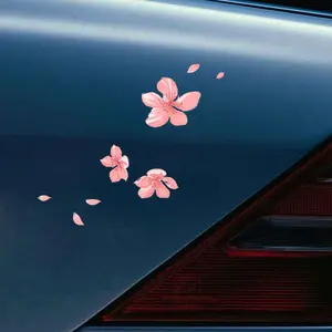 Cherry Blossom Pattern Car Sticker, Cute Flower Pattern Car Decal, Waterproof Durable Scratch Blocking Vehicle Exterior Decorative Decals, Car Vehicle Decoration
