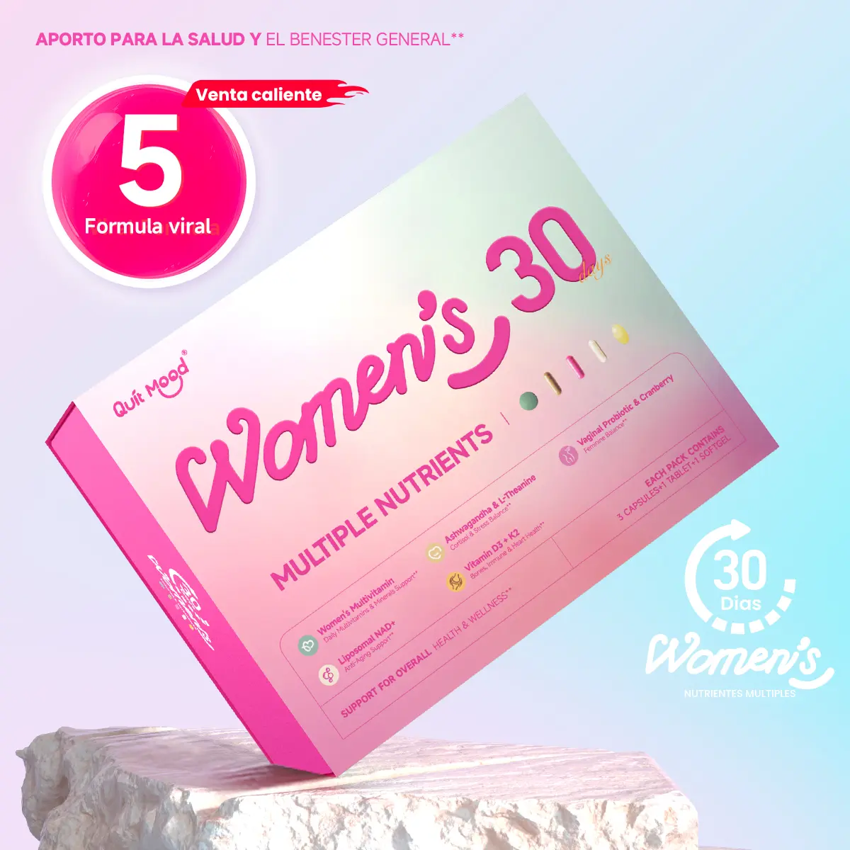 Multivitamin for Women Daily Vitamin Packs for 30 plus with D3+K2, NR1000, Probiotics & Ashwagandha | Supplement for Beauty, Stress Relief, Bone & Heart Health, Energy, Gut & Hormone Balance | 30 Day Cranberry Antioxidants Cellular Repair
