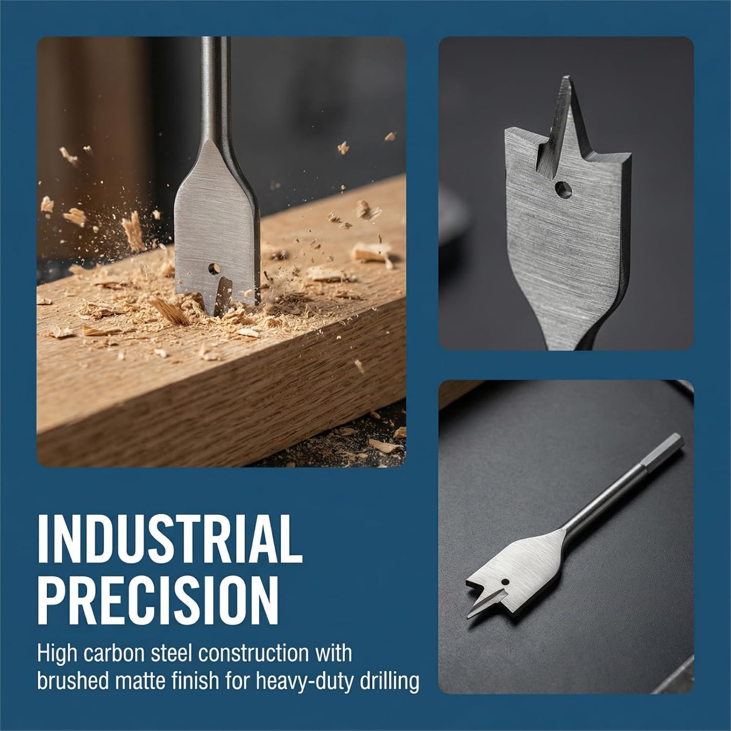 Spade Drill Bit Set Paddle Flat Bits, Hex Shank Quick Change Drill Bit Set for Woodworking, Flat Hole Cutter, Wood Drill Bit, 6pcs