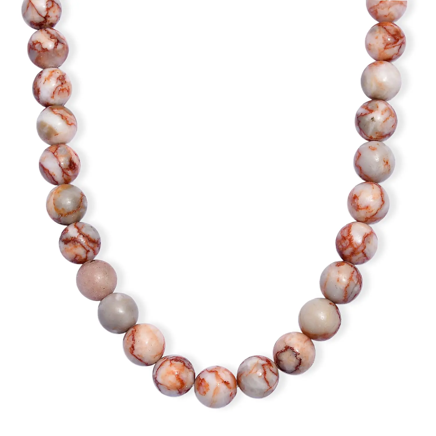 EverTrue Pink Web Jasper 350.00 ctw Beaded Necklace in Platinum Bond 20 Inches