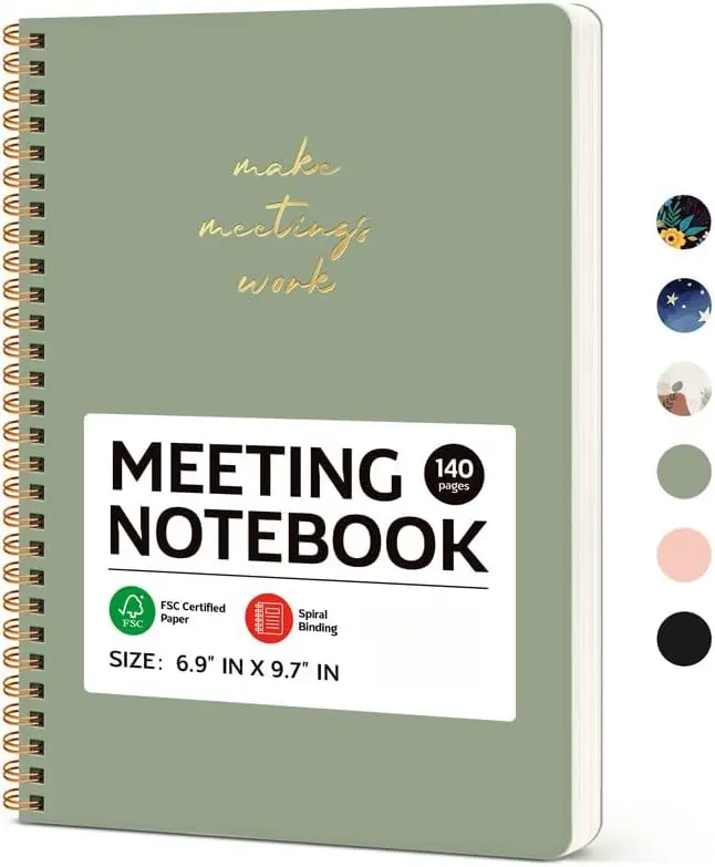 Meeting Notebook for Work Organization - Work notebook with action items, Meeting Minutes Planner Notebook, Perfect Office Supplies for Men & Women