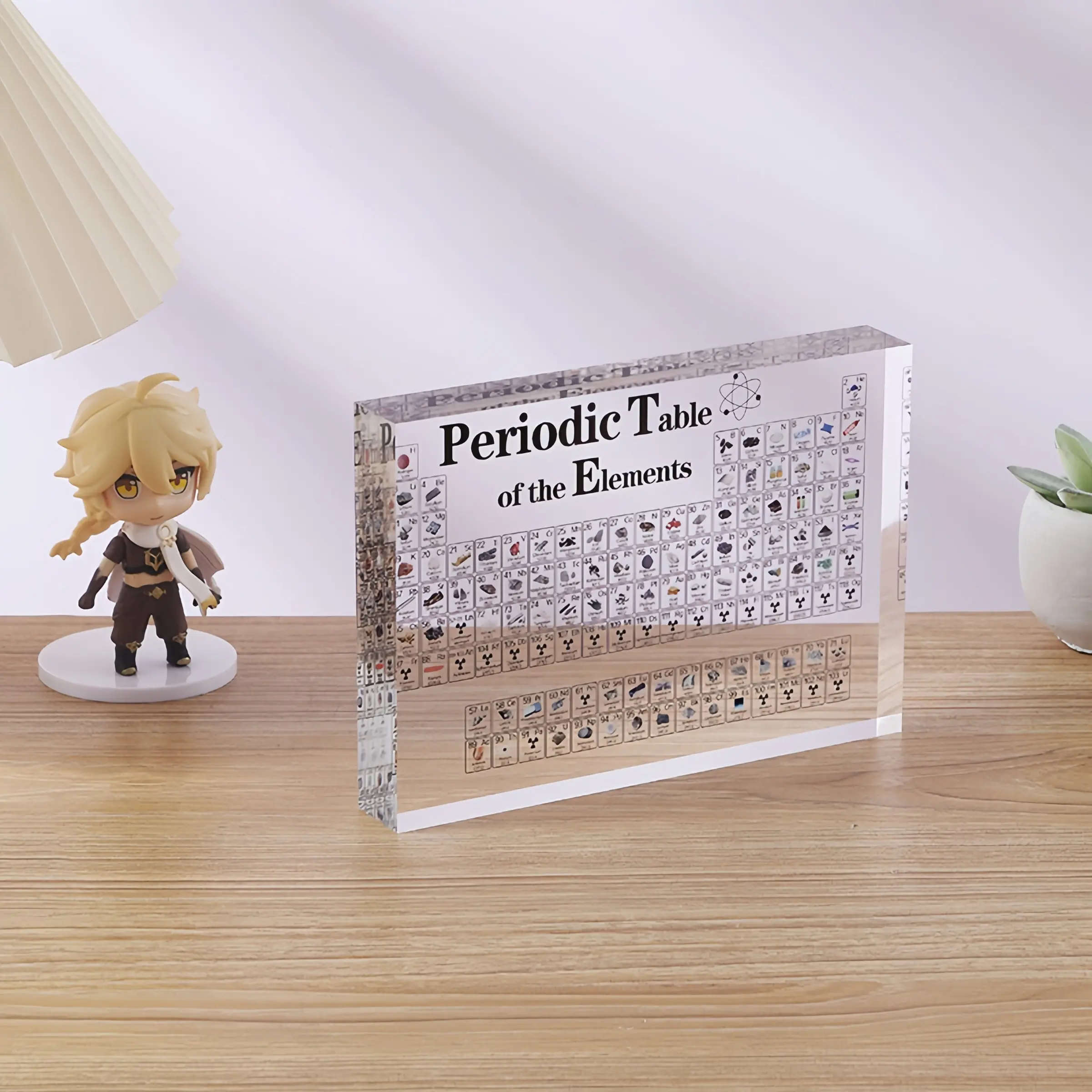 Acrylic Periodic Table Display Block, Color-Coded Atomic Mass & Protons Neutrons Electrons, Ideal Gift for Students & Science Teachers