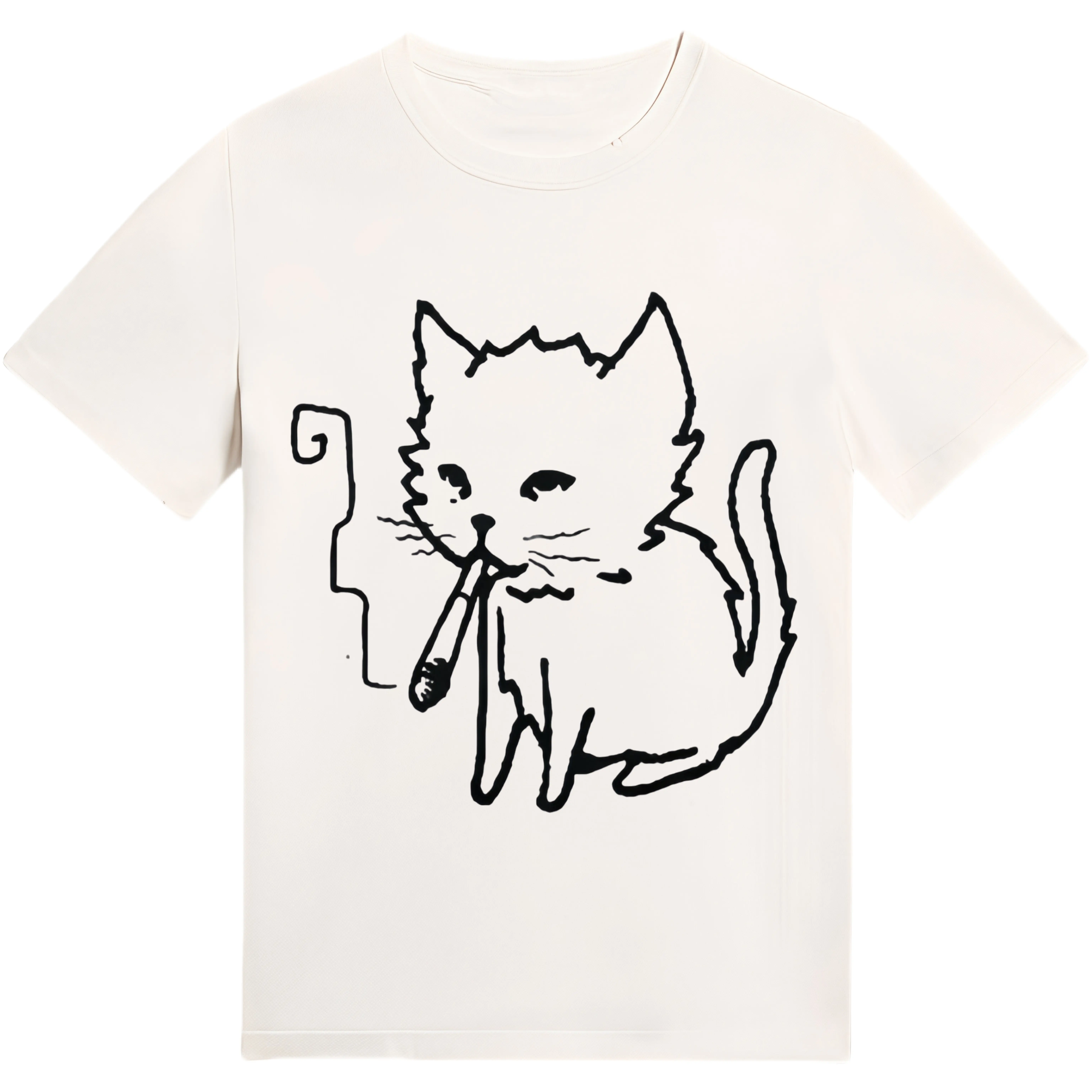 Graphic Tee for Men, Vintage Smoking Cat Funny Shirt, Gothic Streetwear Casual Top, Regular Fit Cotton Blend Short-Sleeve Crew Neck, Tshirt, Funny Shirts, Casual Shirt