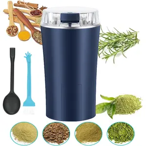 Electric Herb Grinder 300W Powerful Fast Grinding for Dry Spices Flower Buds with Brush, With Heavy-DutyStainless Steel Grind Blades Easy On/Off One-Touch Push Button Powder Grinder Perfect For Herbs, Spices,  latte , Coffee Beans Electric Coffee Grinder