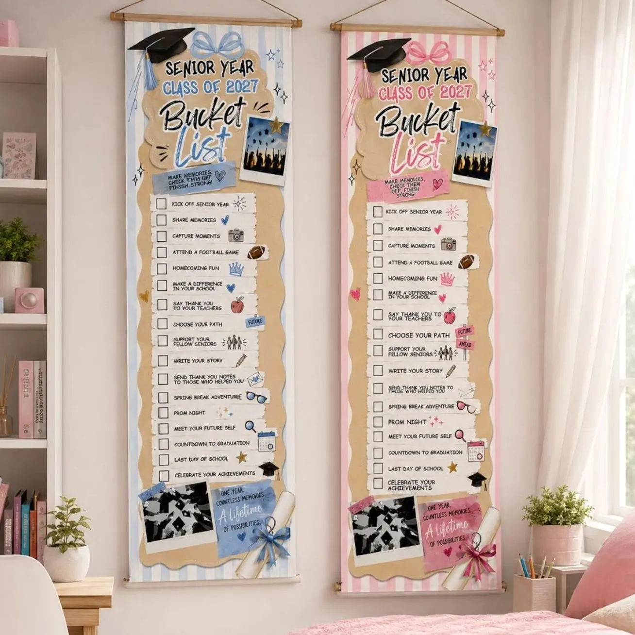 Senior Year Bucket List Banner, Class of 2027 Graduation Banner, Senior Checklist, Senior Banner