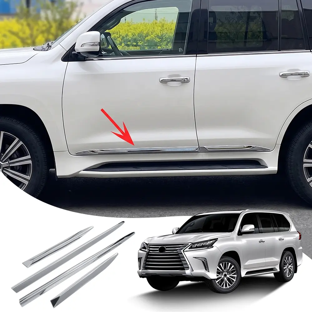 Custom 1:1 Fit ABS Plastic Adhesive Back Chrome Car Side Body Molding Trim, Car Accessory, Vehicle Accessories for Lexus LX570/LX450D/LX570 Series 2008-2022, Door Protection, Exterior Appearance Enhancement, Enhance Exterior Appearance