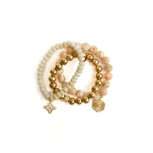 Gorgeous 3 Piece Medallion and Star Charm Bracelet Stack in Warm Neutrals - The Perfect Sustainable Style for Every Occasion Must-Have 2026