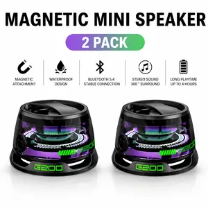 Magnetic Mini Bluetooth Speaker, G200 5W miniSpeakers Wireless with Bluetooth 5.3, RGB LightGame Mode,7H Playtime, Portable Phone Stand foriPhone, Travel, Golf Cart -Black