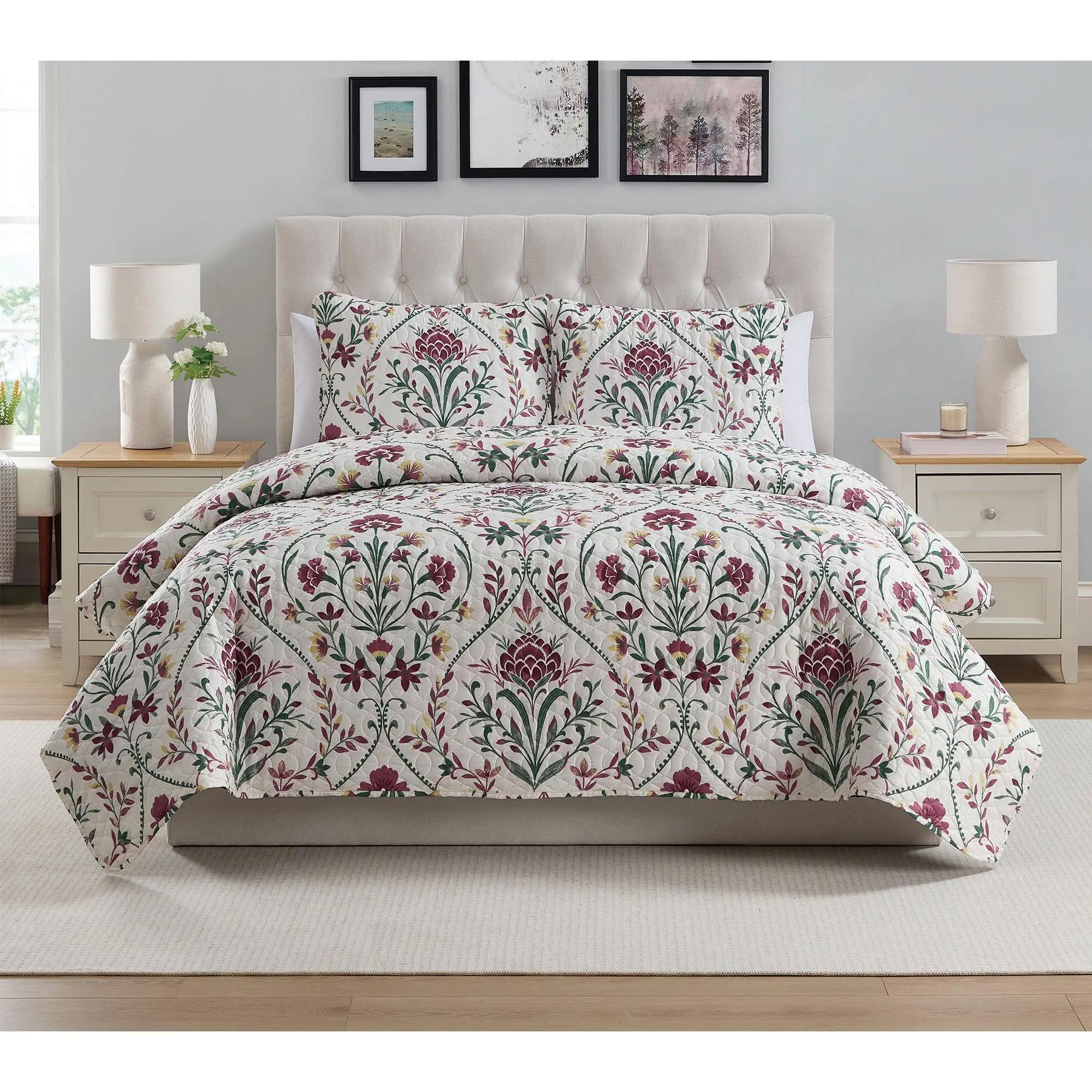 VCNY Home Province 3pc Floral Damask Quilt Set, King VCNY Home Province 3pc Floral Damask Quilt Set, King
